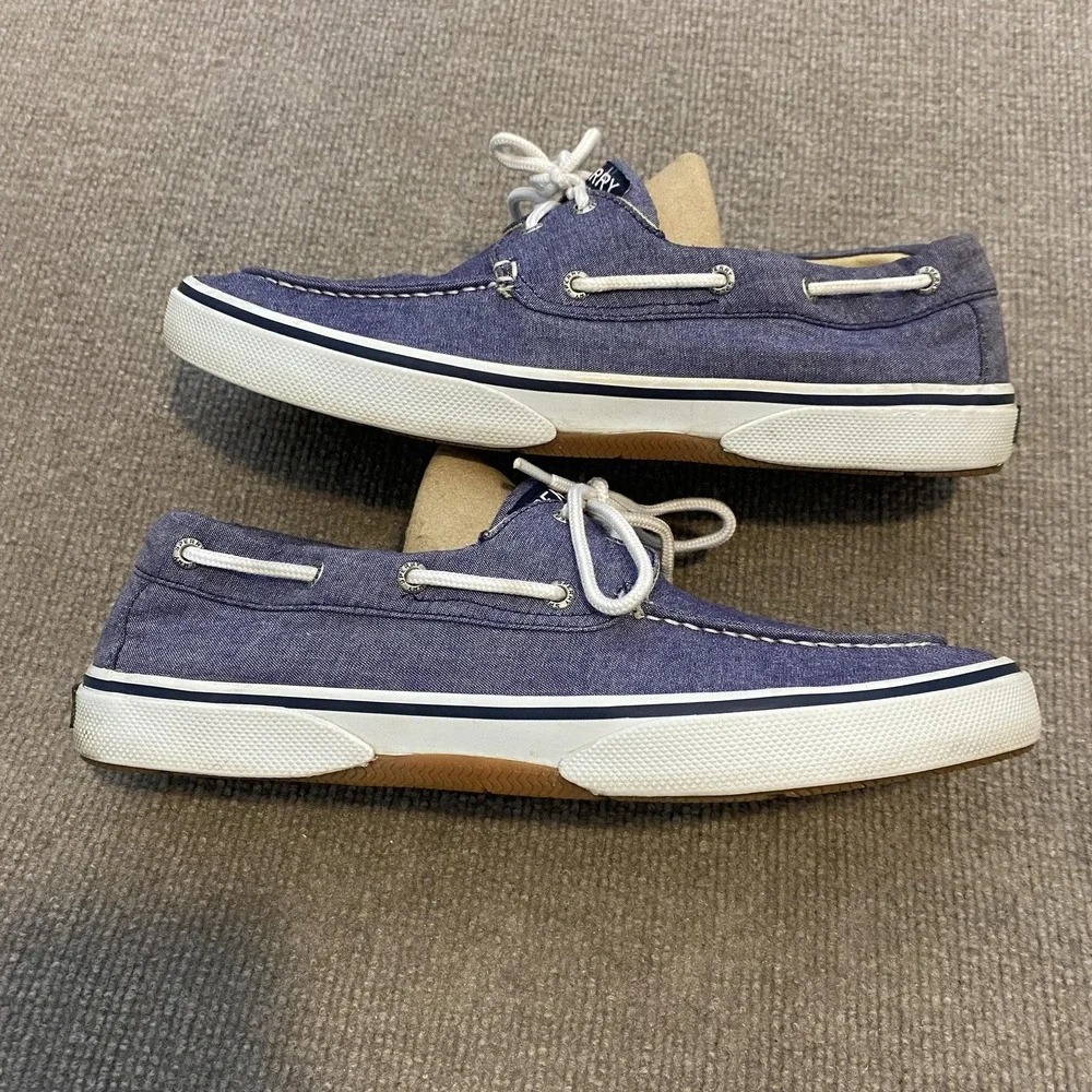 Sperry Top-Sider Boat Shoes Mens Size 12 Blue Canvas Preppy Non-Slip STS12848